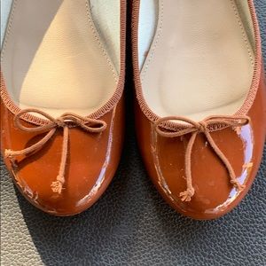 J crew brown patent leather ballerina